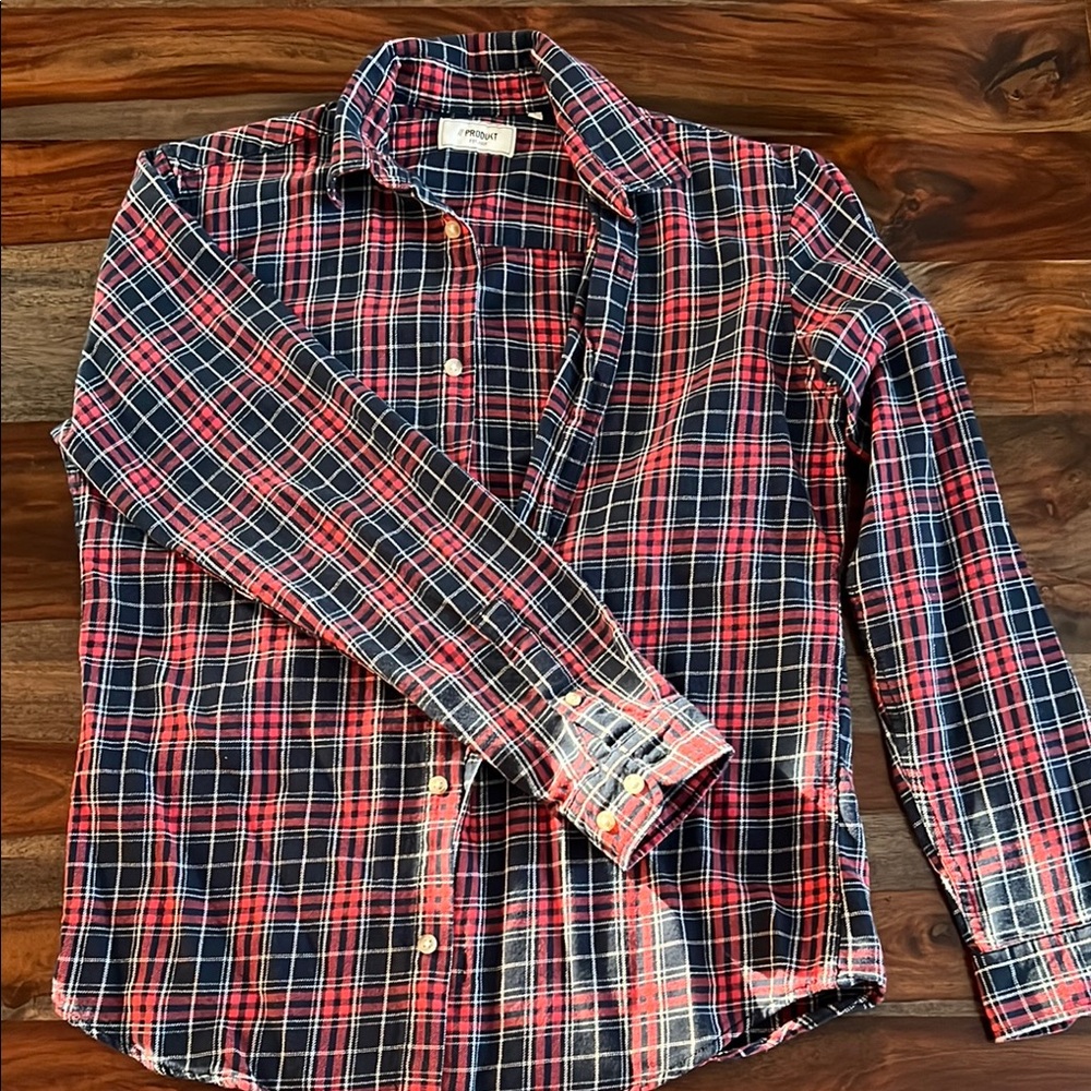 Plaid Men's Shirt - Red and Blue
